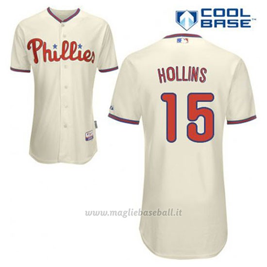 Maglia Baseball Uomo Philadelphia Phillies Dave Hollins 15 Crema Alterner Cool Base